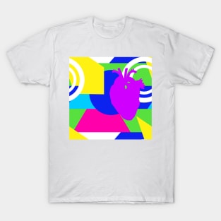 80s neon color block heart T-Shirt